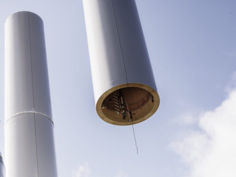 Wind Turbine Tower Being Installed