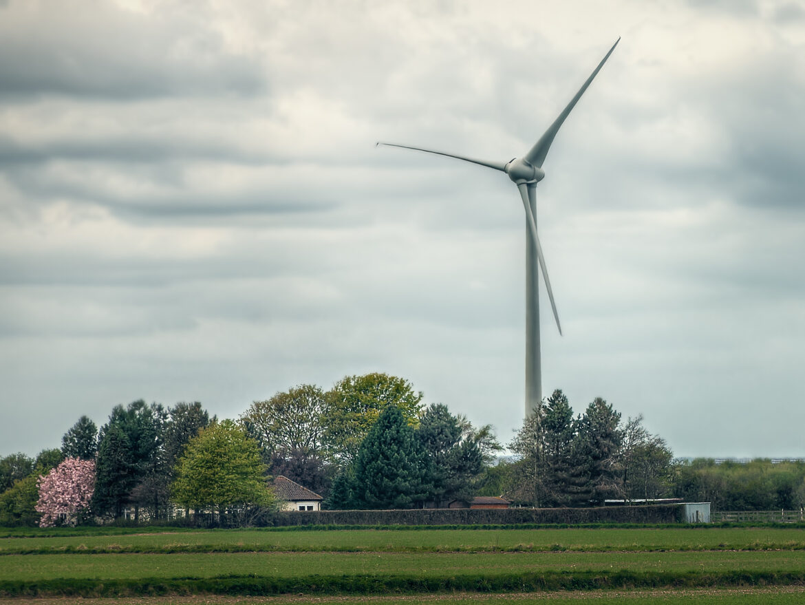 Wind turbines installed nearby house