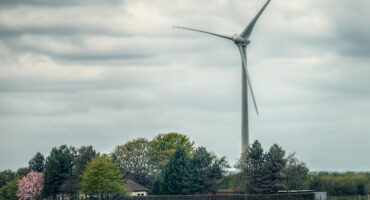 Wind turbines installed nearby house