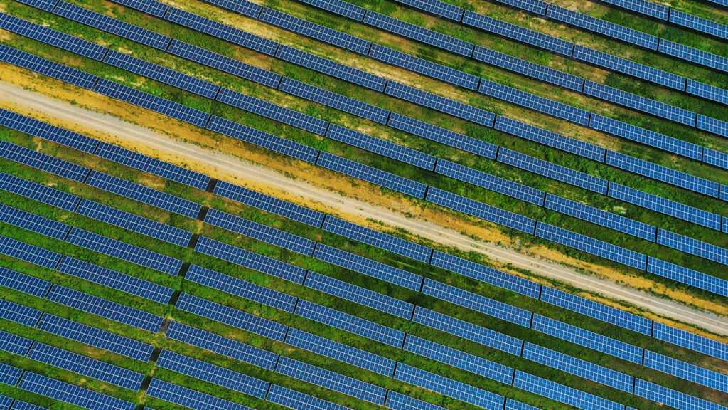 Solar farm seen from above