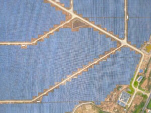 How to finance your solar farm? Arial view of a large solar farm