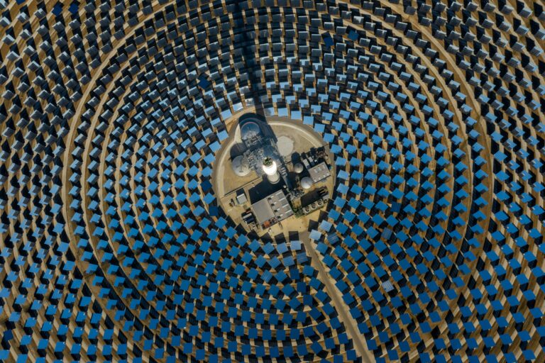 Arial view of a concentrated solar park (CSP)